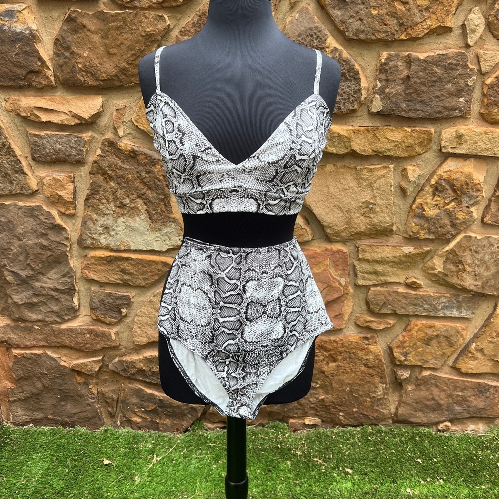 Nasty Gal Snake Print Bra Top and Bottom Festival Set - Size US8